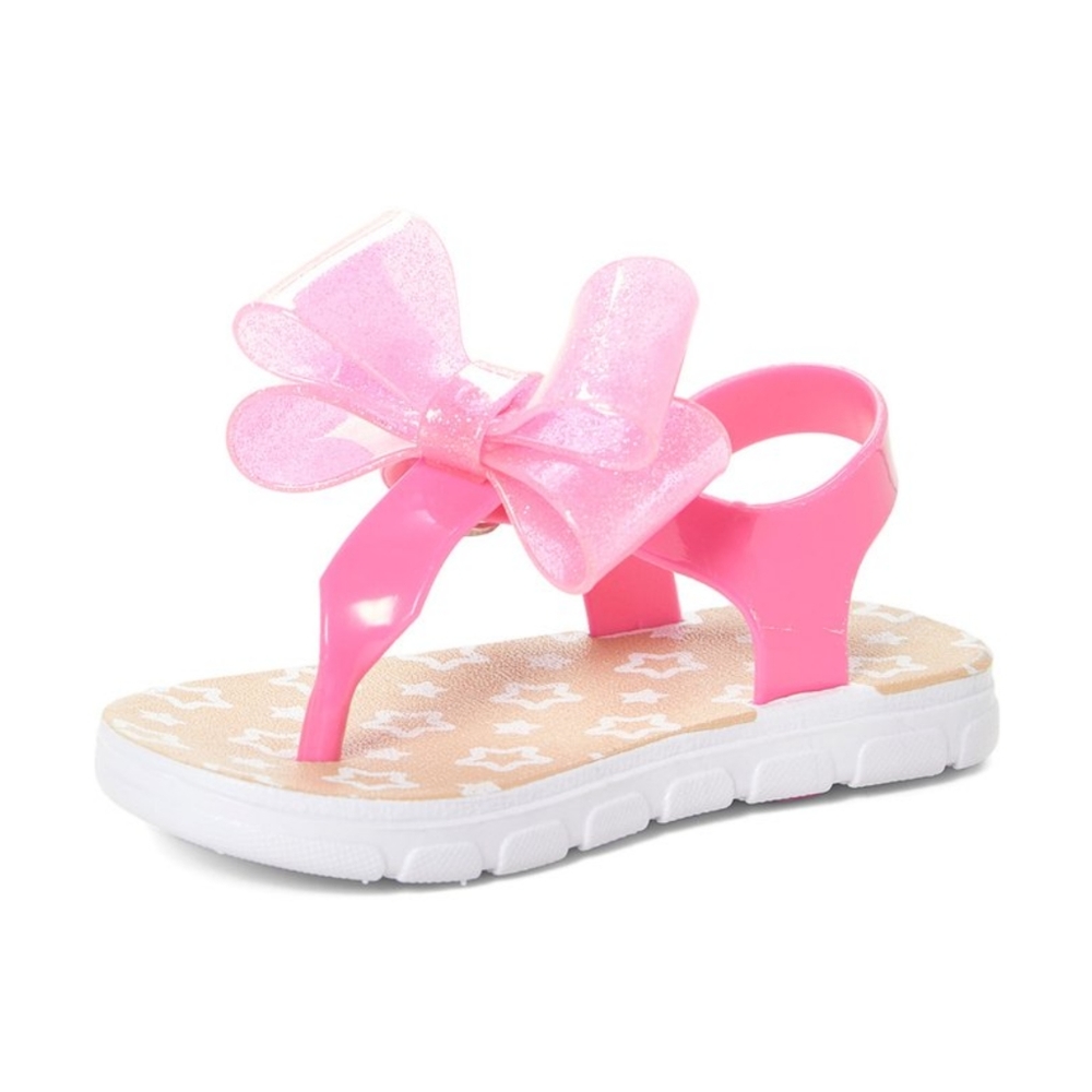 Fuchsia Glitter Bow T-Strap Sand Fuchsia Glitter